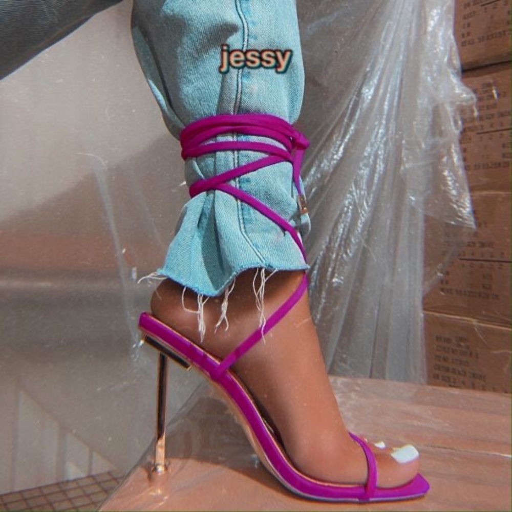 SIMMI Shoes “ Jessy” Fuchsia Pink Lace Up Sandal US 8 | UK6